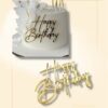 Happy Birthday akril tortadísz arany