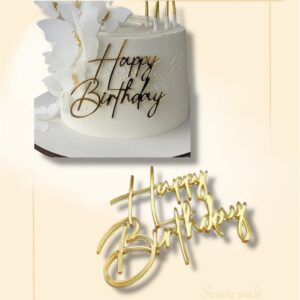 Happy Birthday akril tortadísz arany